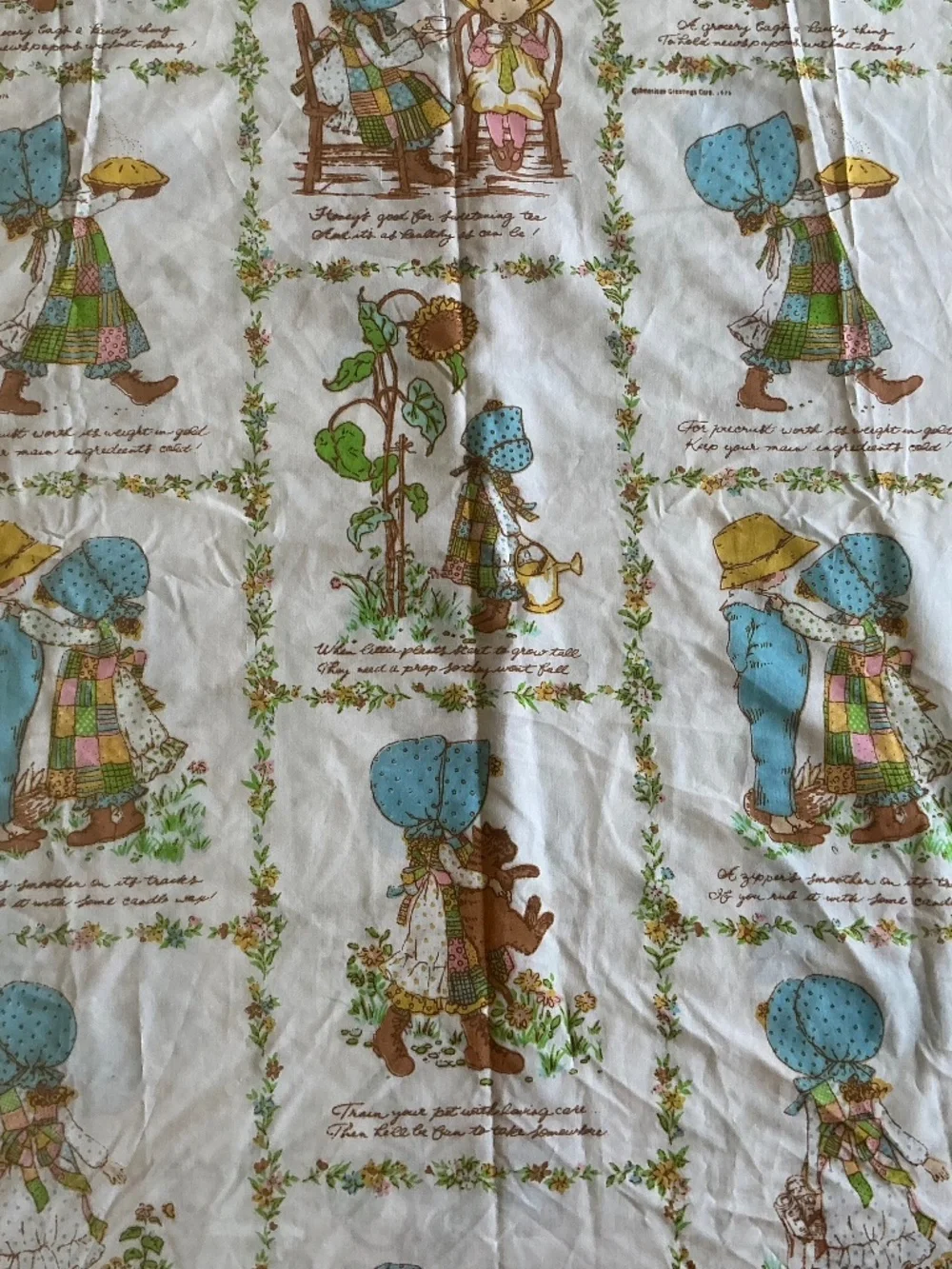 Vintage 1976 American Greetings Holly Hobbie Flat Fitted sheet 80 x 92